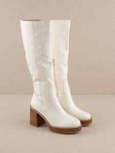 The Juniper White | Platform Knee-High Boots