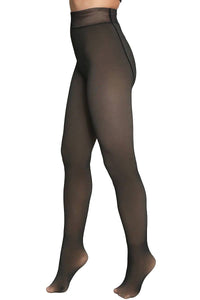 Women's Sheer Look Fleece Lined Pantyhose Tights: Nude