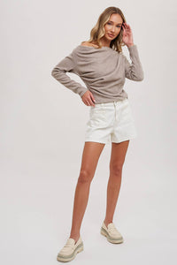 Jordyn Ruched One Shoulder Sweater in Cinnamon Dulce