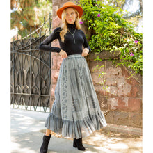 Load image into Gallery viewer, Crystal Embroidered Maxi Skirt With Side Pockets
