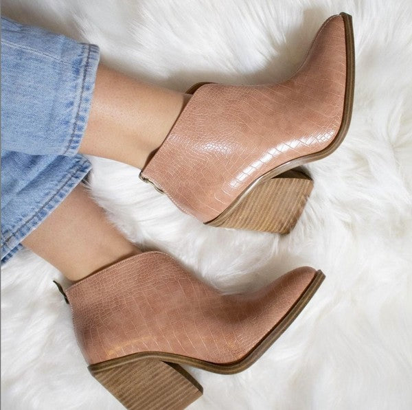 Textured Blush Ankle Booties