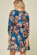 Load image into Gallery viewer, Florals Teal Dolman Sleeve Dress (Regular and Plus)
