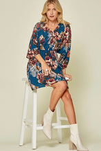 Load image into Gallery viewer, Florals Teal Dolman Sleeve Dress (Regular and Plus)
