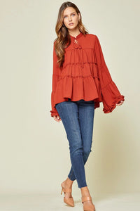 The Margarite Flowy Broomstick Blouse