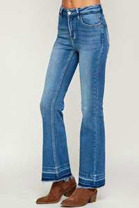 Mid Rise Ankle Detail Medium Wash Cropped Flare - 31" Inseam