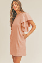 Load image into Gallery viewer, Roselyn Ruffle Sleeved Cotton Dress in Dusty Rose
