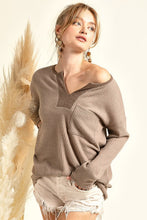 Load image into Gallery viewer, Izzy Waffle Front Henley Top
