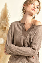 Load image into Gallery viewer, Izzy Waffle Front Henley Top
