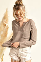 Load image into Gallery viewer, Izzy Waffle Front Henley Top
