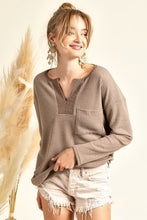 Load image into Gallery viewer, Izzy Waffle Front Henley Top
