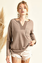 Load image into Gallery viewer, Izzy Waffle Front Henley Top
