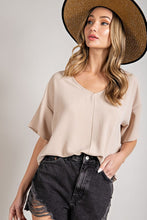 Load image into Gallery viewer, Cindy Short Sleeve V-Neck Blouse in Taupe
