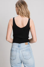 Load image into Gallery viewer, Lindsey Ribbed Cropped Tank in Black
