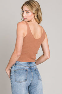 Lindsey Ribbed Cropped Tank in Clay