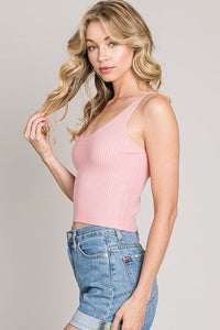 Lindsey Ribbed Cropped Tank in Bubble Gum