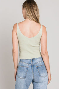 Lindsey Ribbed Cropped Tank in Sage