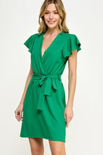 Load image into Gallery viewer, Fiona Flutter Sleeve Dress in Kelly Green
