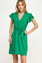 Load image into Gallery viewer, Fiona Flutter Sleeve Dress in Kelly Green
