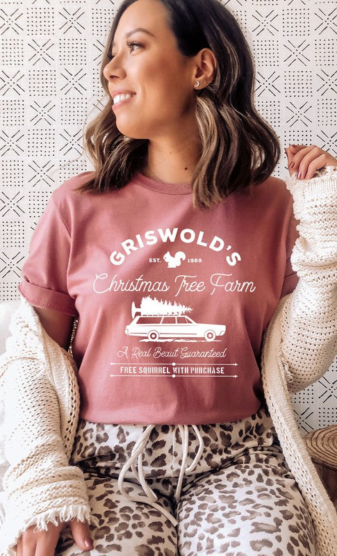 Griswolds Christmas Tree Farm Tee in Mauve