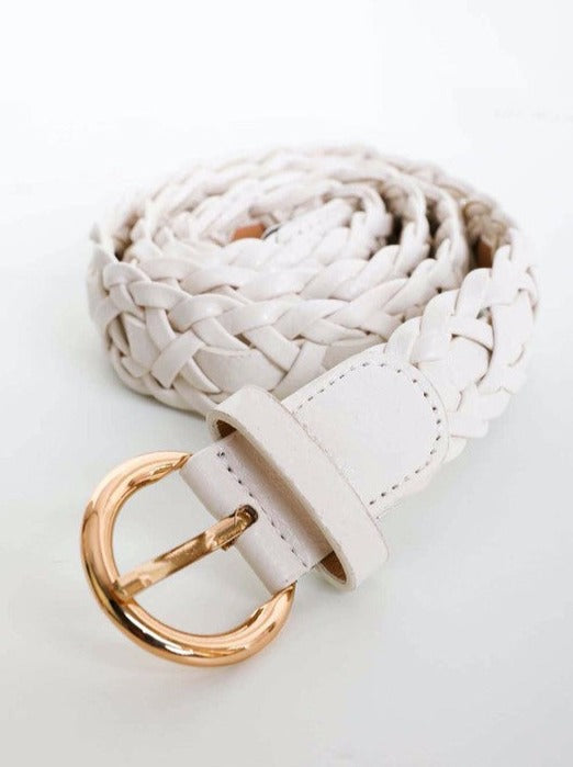 Ainslee Double Braided Belt in White