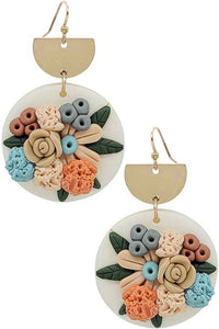Neutral Florals Clay Earrings