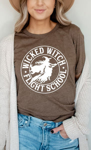 Wendy Wicked Witch Flight School Tee in Heathered Brown