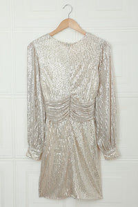 Lantern Sleeve Sequin Dress