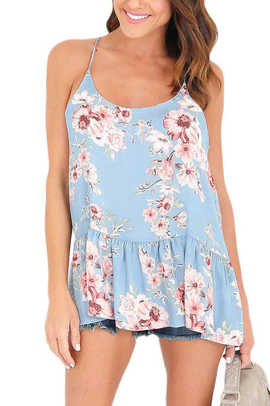 Floral Ruffle Racerback Tank - S, L, & XXL remaining *online only*
