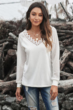 Load image into Gallery viewer, Lace Stripes White Long Sleeved Tee
