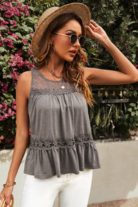 Malea Embroidered Top in Grey