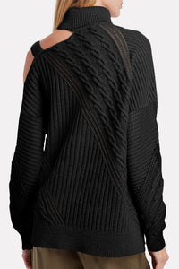 Cutaway Sweater with Strap in Cream & Black