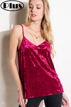 Load image into Gallery viewer, Plus - Crushed Velvet Cami in Wine
